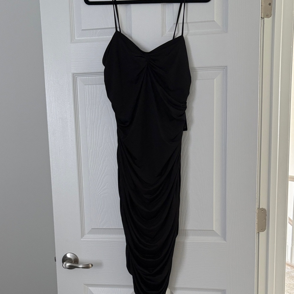 Express Black Strapless Ruched Dress NWT